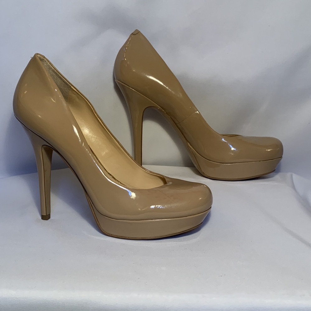 Jessica Simpson nude Heels stiletto platform pumps patent leather size 10